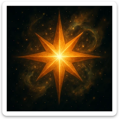 a magnificent star, surrounded by a magical glow, looking impressive sticker