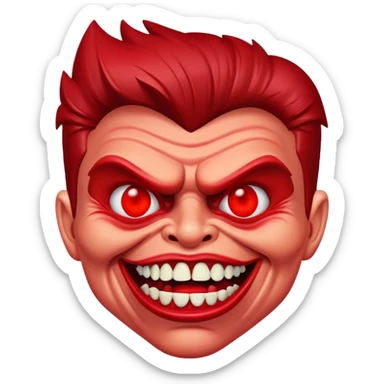 Rick Astley as galaxy destroyer gruesome trollface that has sharp teeth and red eyes and camouflages with red sticker