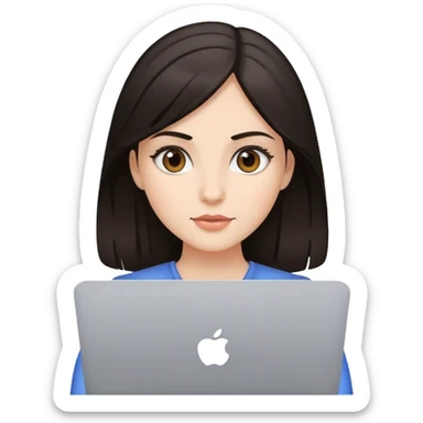 smm girl with dark hair with mac book sticker