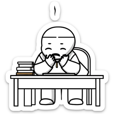 person sitting at a desk crying sticker