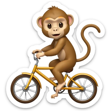 monkey pretending to ride bike but bike sticker