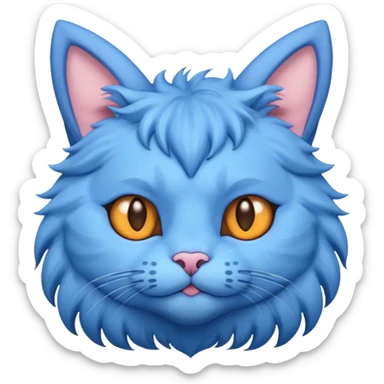 Blue cat with horns sticker