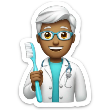 dentist with a toothbrush in his hand sticker