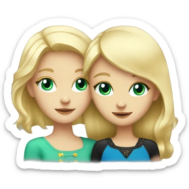 blonde with blue eyes girl hugs a black cat with green-yellow eyes sticker