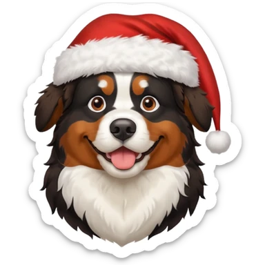 Bernese mountain dog wearing Santa hat sticker