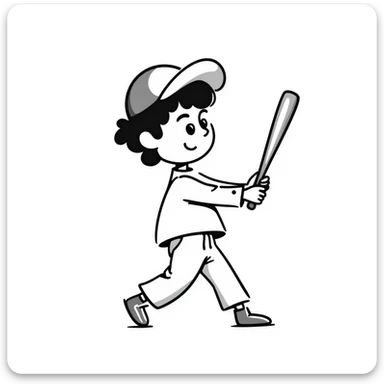 Simple sketch of a boy with a baseball cap sticker