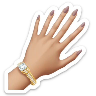 woman's hand with a super expensive ring sticker