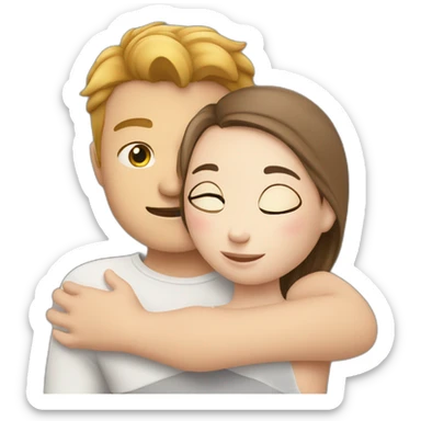 white skin guy is hugging a girl sticker