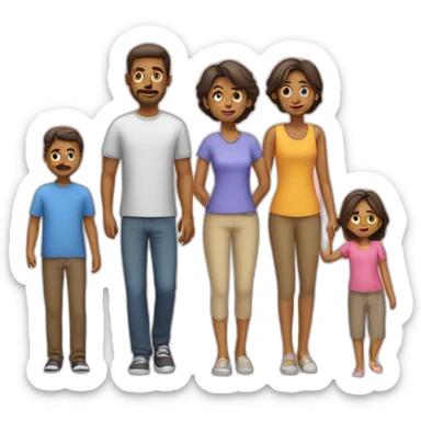 Family with 4, father, mother, teenager boy, small girl sticker