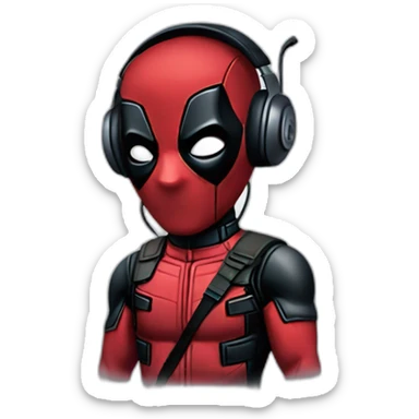 Deadpool-listening to music with headphones sticker