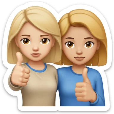 Girl with one hand giving thumbs up and the other hand giving thumbs down, showing mixed feelings sticker