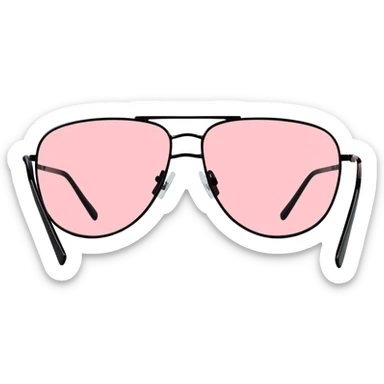 Retro-futuristic Y2K sunglasses with rimless colored lenses, metallic thin frames, 2000s cyber aesthetic sticker