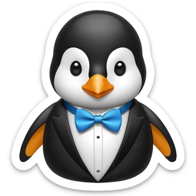 penguin with bow blue tie  sticker