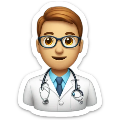 médica ruiva usando jaleco e óculos sticker