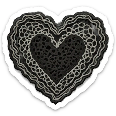 Black lace heart sticker