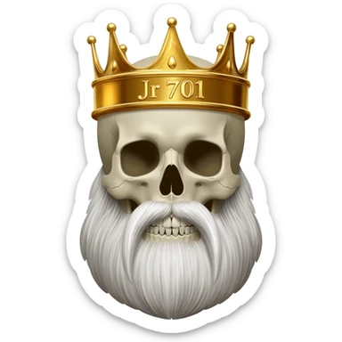 crea una calavera con una corona y barba. en la  corona que diga: Jr 701 sticker