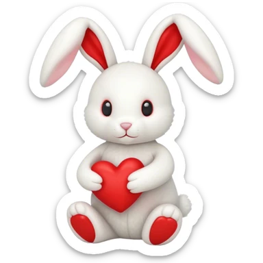 jellycat white bunny holding a red heart jellycat stuffed animal plush sticker
