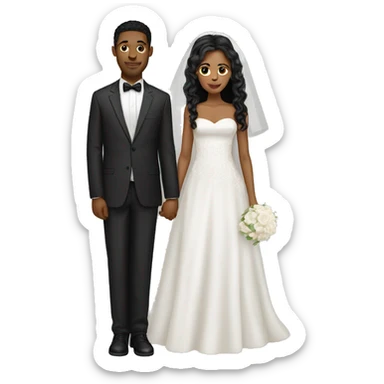 wedding white couple light skin dark hair sticker