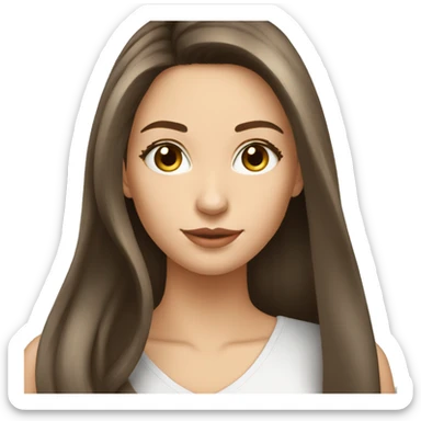 femme cheveux long lisse brune visage blanc sticker