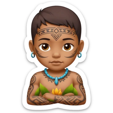 tatooed baby on neck and face, tribal ancient, half body sticker