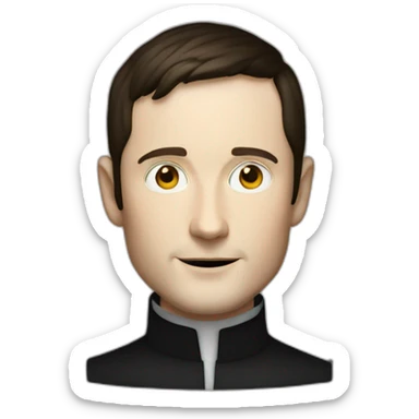 elijah wood with a steve jobs high collar sticker