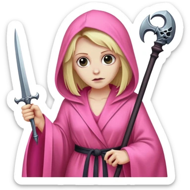 blonde grim reaper pink robe sticker