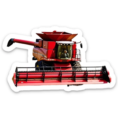 Case IH Axial-Flow 8250 (2022) – Cinematic-realistic Case IH Axial-Flow 8250 harvester, its deep red body towering over endless wheat fields. The massive cutting header slices through golden crops, sending a steady stream of grain into the bin as dust and chaff swirl in the afternoon sun. sticker