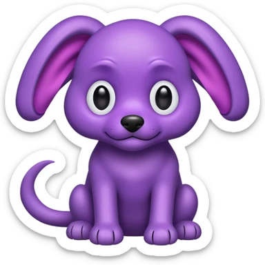 alien dog purple, folded ear sticker