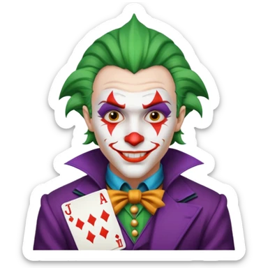 crazy colorful human jolly joker from poker, medieval, vintage sticker