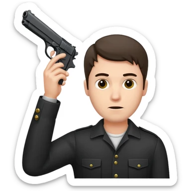 Mann hält sich eine Pistole an den Kopf  sticker