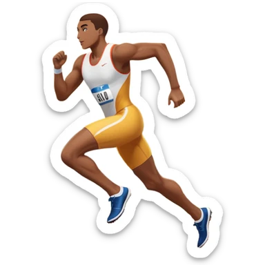 An icon featuring an athlete sprinting on a track, with powerful strides and determination. The background showcases a vibrant stadium with cheering fans, bright lights, and a clear sky. The athlete's motion is dynamic, emphasizing speed and competition. sticker