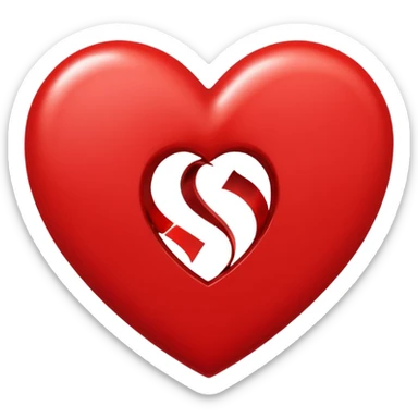 Love heart in red color and center s letter only sticker