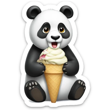 Panda eating ice cream sticker