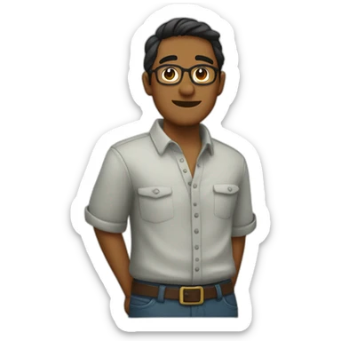 chico con camisa de tortuga negra feliz sticker