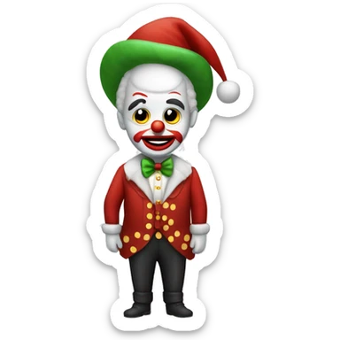 payaso con traje de papá Noel con cara alocada sticker