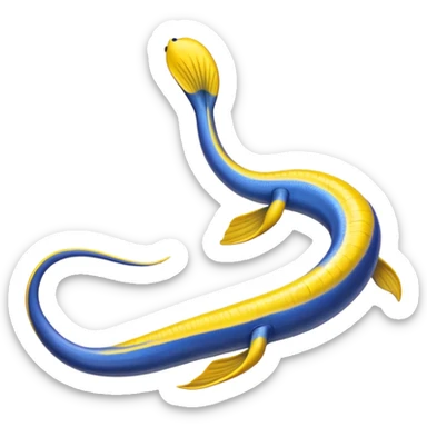 long ribbon eel, blue anbd yellow sticker
