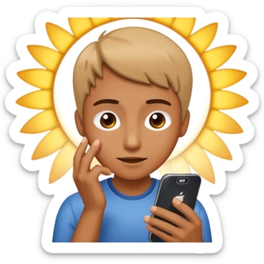 Looking at the phone with light hitting the face  sticker