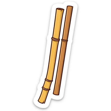 dried bamboo sticks, yellowish-brown color sticker