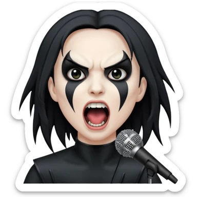 Black metal musician, screaming with mirophone sticker
