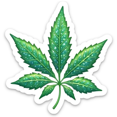 sparkling weed leaf sticker
