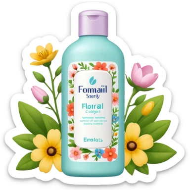 , flower)

bottle of hair care product with seasonal symbols around sticker