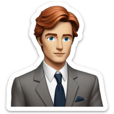 Alain Delon young space navigator blue eyes neat red hair dressed in suit sticker