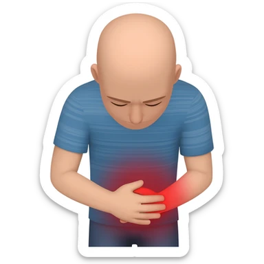 man holding stomach hurting sticker
