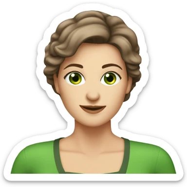 40 year old pretty Caucasian woman with brown hair to shoulders green eyes at workl sticker