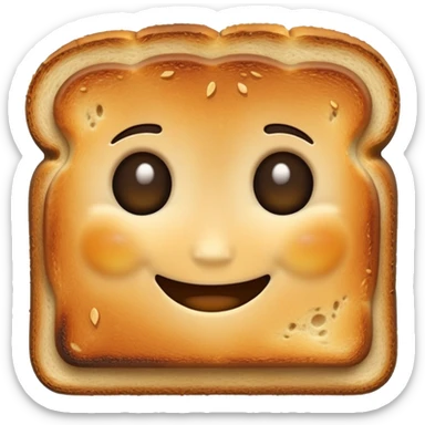 Cute burnt toast with a face sticker