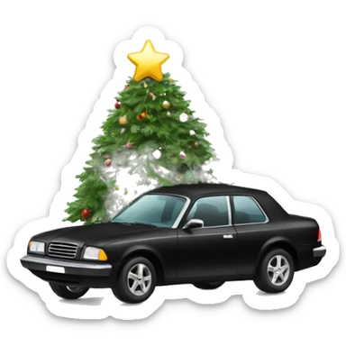 Christmas black car with Christmas tree sticker