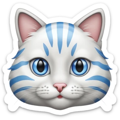 striped cat with blue eyes and white and gray hair sticker