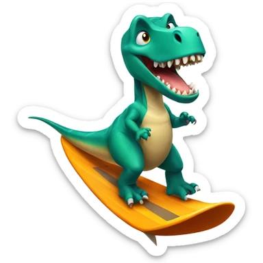 Dinosaur surfing sticker
