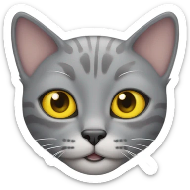 oar-eared gray cat with yellow eyes winks  sticker