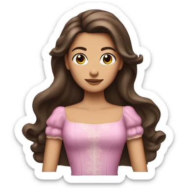 Brunette princess with half up half down hair sticker